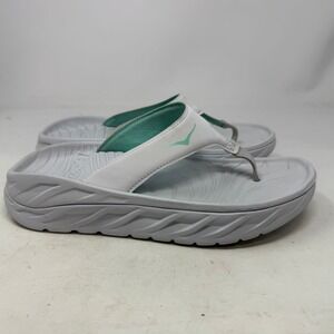 Hoka One One Sandal Womens 9 Ora Recovery Flip Light Grey Teal EUC